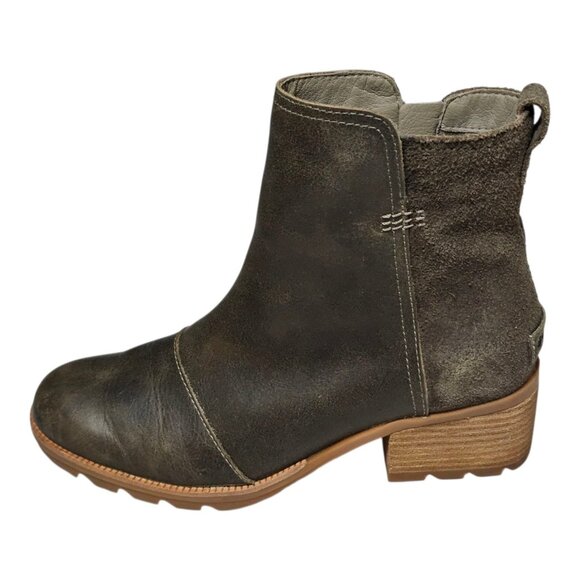 Sorel Womens Cate Major Boot Size 8.5 Waterproof Brown Leather Block Heel Bootie - Picture 4 of 10